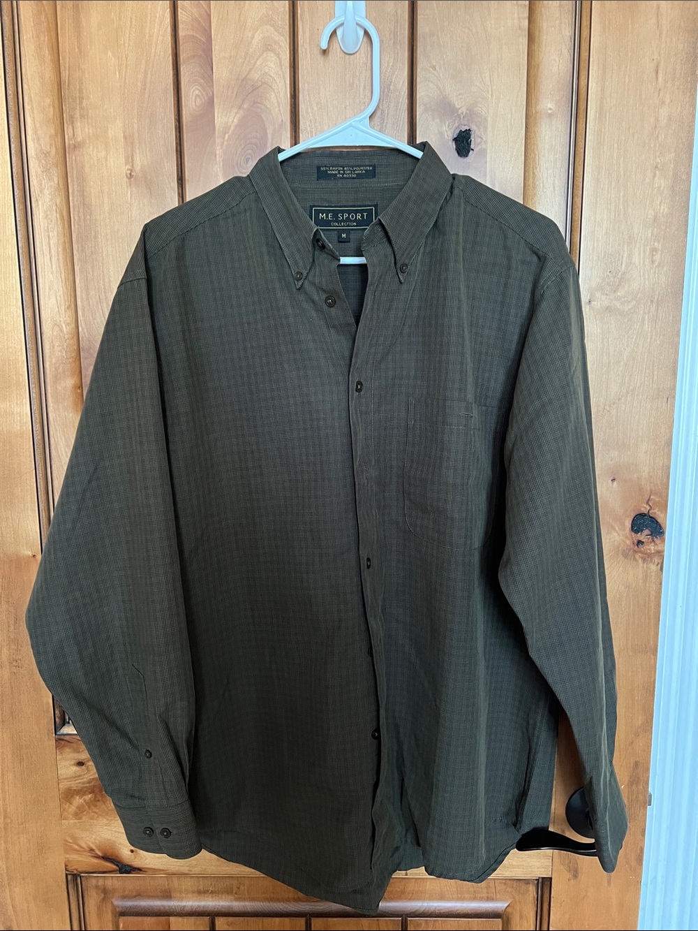 M.E. Sport Men's Olive Green Button-Down Shirt